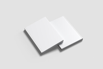 Blank book cover mockup high angle view