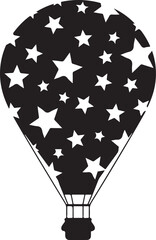 Whimsical hot air balloon soaring high with a delightful starry pattern perfect for children's designs and joyful celebrations