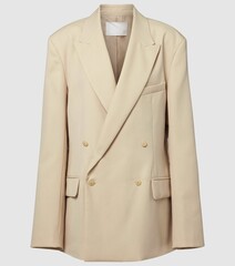 women's blazer is centered on a white background with a single button closure and a tailored...