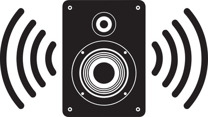 Powerful speaker blasting music with sound waves, perfect for audio advertising or creating a vibrant party atmosphere design element