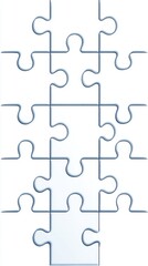 A simple, empty puzzle piece structure symbolizes potential and the quest for completion in creativity and problem-solving.