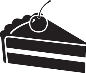 Delicious slice of cake with cherry on top, perfect for sweet treats and dessert menus, a simple vector element for your designs