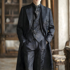 Vintage Victorian Gentleman Suit in Classic Interior