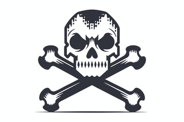 Skull and Crossbones on White Background, Symbol