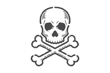 Skull and Crossbones Symbol Icon, Pirate Sign on White Background
