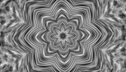 Obraz premium Abstract Monochrome Kaleidoscope Texture with Concentric Decorative Lines and Modern Minimalist Style