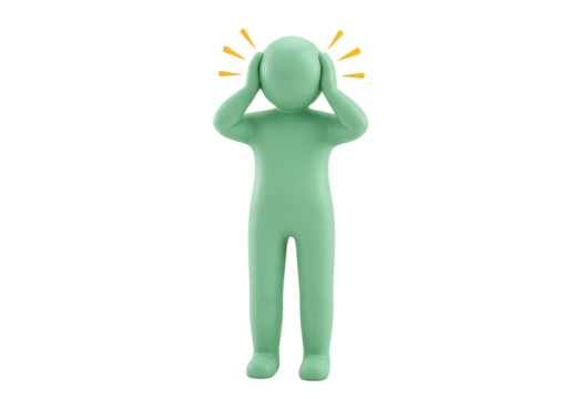 Isolated stress overwhelmed person with headache or problems having a mental breakdown