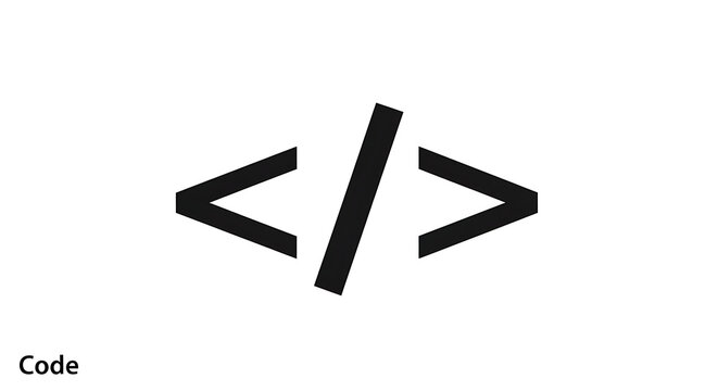 Black code symbol consisting of angle brackets and a slash on a white background simple design ai generated