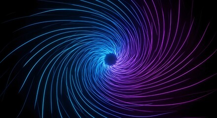 Obraz premium Neon Pulse: A glowing electric vortex made of pulsating neon blue and purple lines, drawing inward with a high-energy glow at the center.