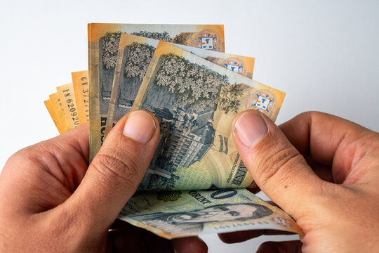 Hand Holding Hungarian Forint Banknotes
