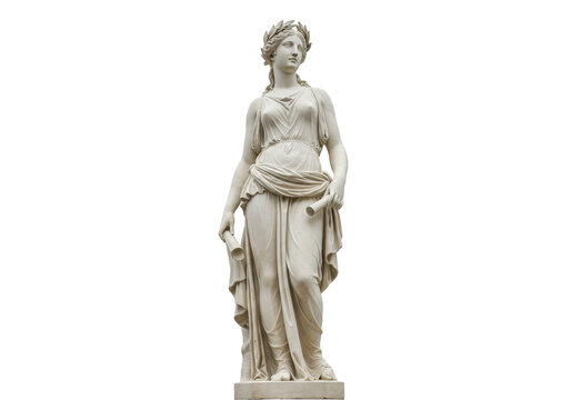 Classical marble statue of a woman with laurel wreath isolated on transparent background, ancient Greek sculpture for art and history projects - Powered by Adobe