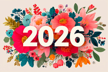 2026 logo typography creative concept. Happy New Year set with gold numbers on green background. Minimalistic design template for greeting, print, banner, poster, cover, card, calendar