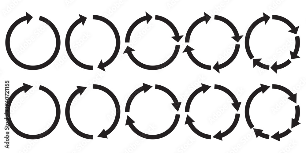 Poster rotation icon collection, circle arrow icon. refresh icon, reload icon. circular arrow icon vector i