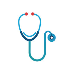Blue and Teal Stethoscope with Red Ear Tips on White Background medical health