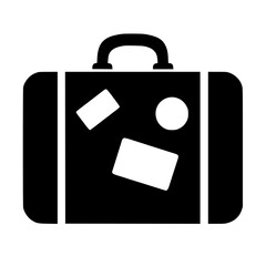 Travel Suitcase Icon, Luggage with Stickers Illustration