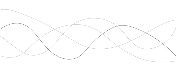 Abstract black lines wave curve motion on white background. Thin wavy line abstract background wave line horizontal divider outline minimalist background.