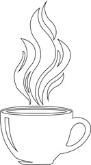 Hot coffee cup icon. Coffee doodles vector icon. Vector cup of tea, Coffee for menu Cafe, bar, isolated on the white background, with heart love teacup isolated fresh clipart image.