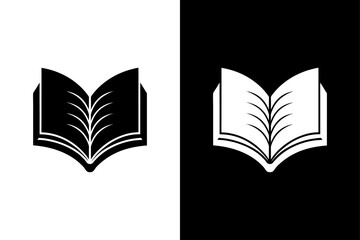 Open Book Outline Icon – Monochrome Study Symbol Design.