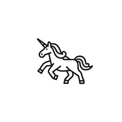 Fototapeta premium Unicorn Line Art Icon Outline Style Design on White Background