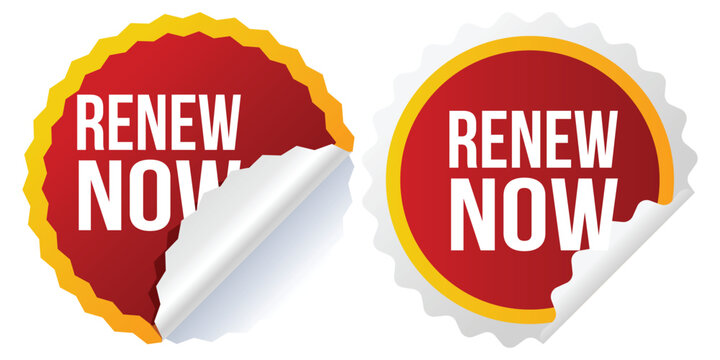 Renew Now Sticker Vector Template Collection &ndash; Editable Labels and Web Elements