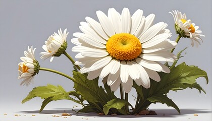 Beautiful daisies blooming in a serene environment against a light background