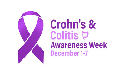 Crohn's and Colitis Awareness Week , Dec 1–7 raises IBD awareness, supports patients, and promotes better treatment and care. Banner poster, social media and background design template. Vector. Eps 10