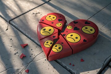 Broken heart and sad emoji symbolizing heartbreak, love failure, emotional pain, and relationship issues