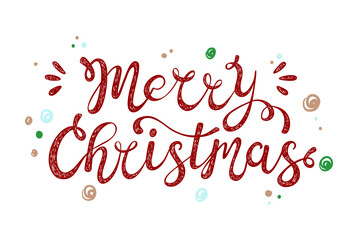 Festive merry christmas text with blurry bokeh lights for holiday greetings and celebrations isolated on transparent background © Sufia