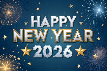Blue Festive Happy New Year 2026 Celebration Poster
