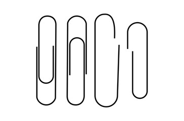 Four paper clips isolated on white background, office supplies for paperwork