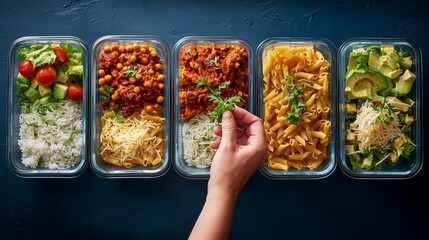 Meal prep showcasing colorful and nutritious containers of food organized for the week