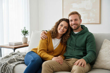 A man and a woman sitting on a couch