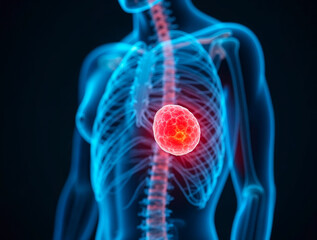 Human liver highlighted in medical scan showing disease or inflammation concept