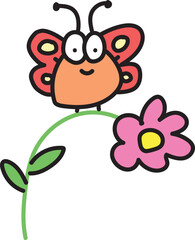 Butterfly Illustration with a flower