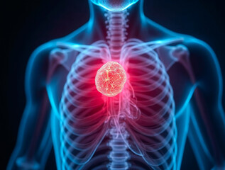 Human liver highlighted in medical scan showing disease or inflammation concept