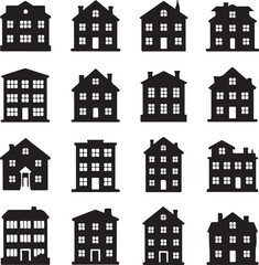 Fototapeta premium “Modern & Classic House Silhouette Bundle – 16 Unique Home Designs for Print, SVG, and Digital Cutting”