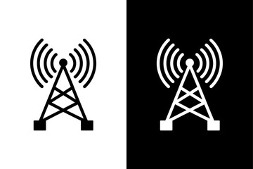 Antenna Waves Icon Monochrome – Communication and Network Symbol.