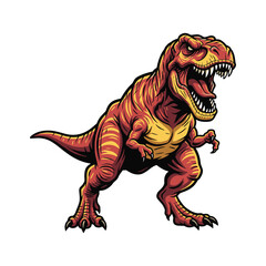 Fierce Roaring Red Tyrannosaurus Rex Illustration © Aryasakti
