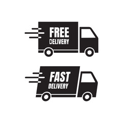 Free Shipping Truck Icon - Express Delivery Logistics Vector