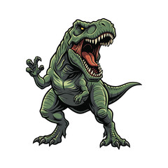 Fierce Roaring Green Tyrannosaurus Rex Illustration © Aryasakti