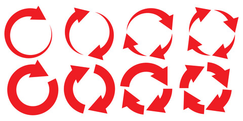 Circular arrows icon. A set of arrows arranged in a circle. Update, Reboot, Refresh, Reload icon. Vector clipart.