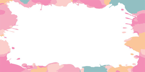 Colorful watercolor splash frame with pink, peach, and teal tones. Perfect for invitations, greeting cards, or modern art backgrounds.