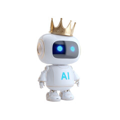 Royal AI Robot on Transparent Background