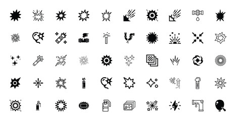Collection of Explosion, Sparkle, and Firework Icons