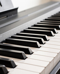 Naklejka premium classic piano key close up, music background