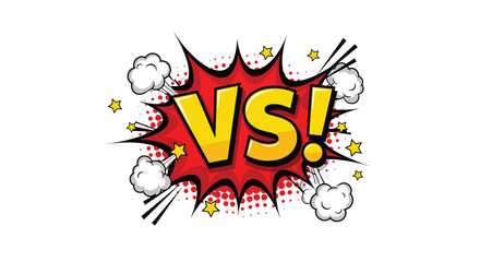 Vibrant VS Comic Book Style Explosion with Stars and Smoke.