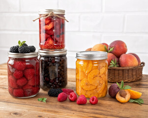 jars of jam and fruits