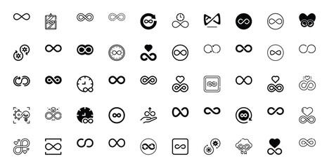 Collection of Infinity Symbol Icons with Variations and Combinations