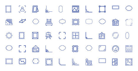 Collection of Line Art Icons: Frames, Borders, and Design Elements