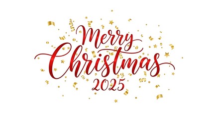 Elegant Merry Christmas 2025 festive greeting with golden sparkle decoration